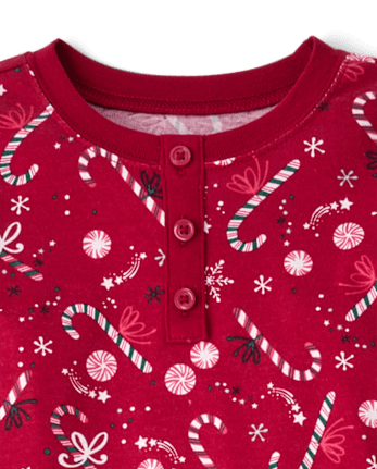 Pyjama en coton ajusté Henley Candy Cane pour enfants - Gymmies