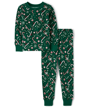 Kids Candy Cane Henley Snug Fit Cotton Pajamas - Gymmies