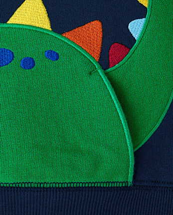 Sudadera con capucha de polar con dinosaurio bordado para niños - Classroom Cutie