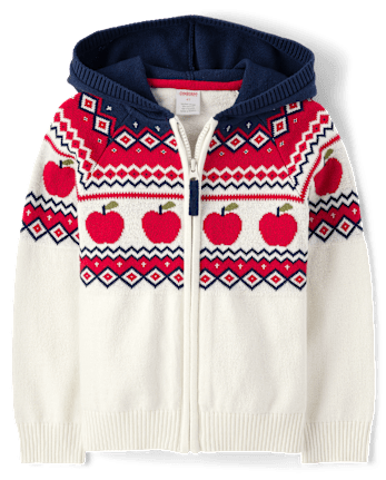 Cardigans en jacquard intarsia à motif pomme pour enfants - Classroom Cutie