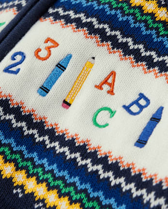 Cardigans en jacquard avec lettres intarsia pour enfants - Classroom Cutie