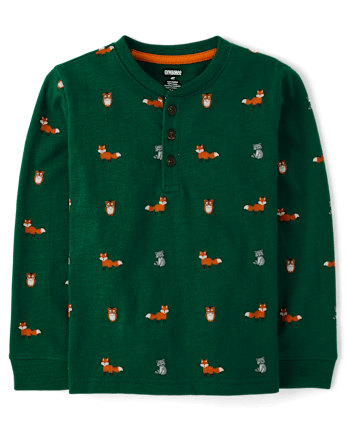 Camiseta henley Fox para niños - Aventuras de otoño