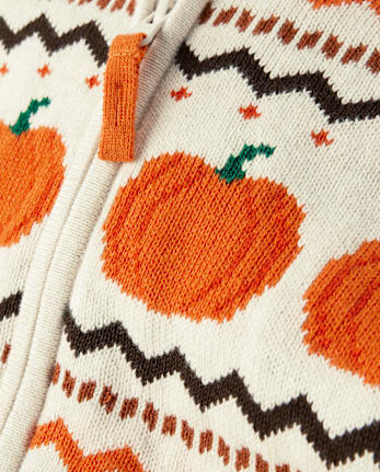 Cardigans en jacquard citrouille intarsia pour enfants - Aventures d'automne