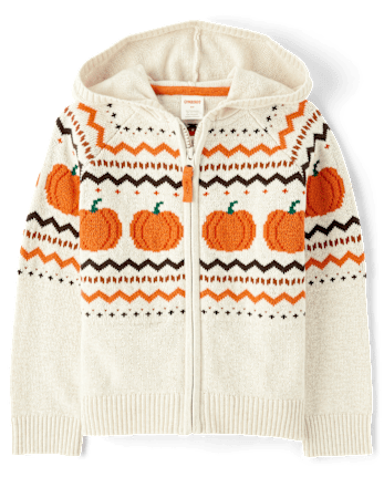 Cardigans en jacquard citrouille intarsia pour enfants - Aventures d'automne