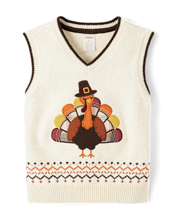 Chaleco Suéteres De Pavo Bordado Para Niño - Aventuras De Otoño