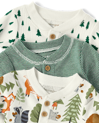 Baby Boys Animal Henley Bodysuit 3-Pack - Homegrown by Gymboree