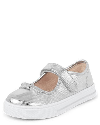 Girls Metallic Bow Mary Jane Shoes - Classroom Cutie