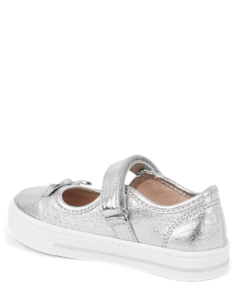 Girls Metallic Bow Mary Jane Shoes - Classroom Cutie