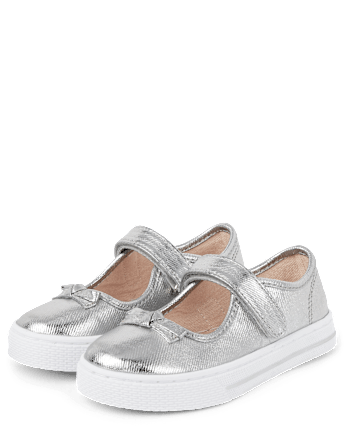 Girls Metallic Bow Mary Jane Shoes - Classroom Cutie