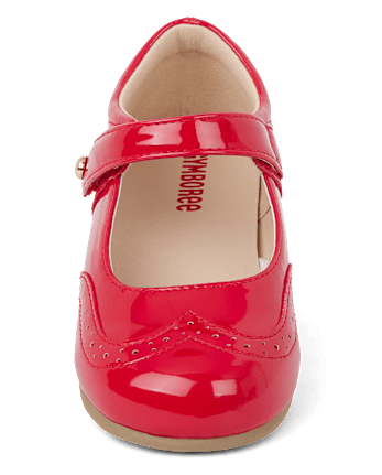 Girls Perforated Faux Patent Leather Ballet Flats - Classroom Cutie