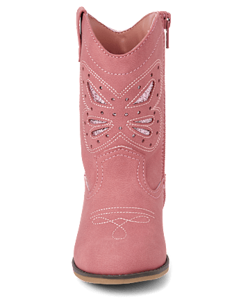 Girls Embroidered Butterfly Cowgirl Boots - Country Charm