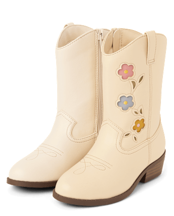Girls Embroidered Floral Cowgirl Boots - Country Charm