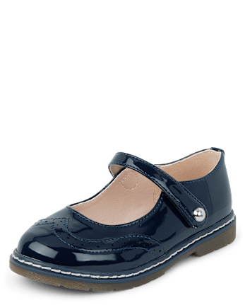 Girls Perforated Faux Patent Leather Ballet Flats - Classroom Cutie
