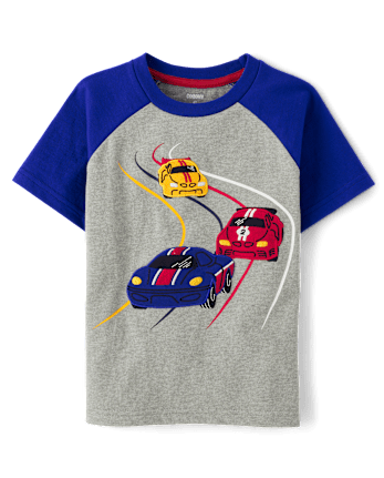 Boys Embroidered Racecar Raglan Top - Classroom Cutie