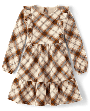 Girls Plaid Tiered Dress - Autumn Adventures