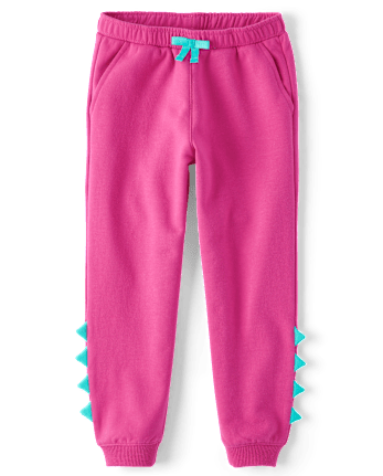 Girls Dino Spike Fleece Jogger Pants - Dino Friends