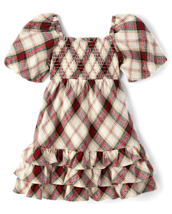Girls Plaid Ruffle Dress - Holiday Express
