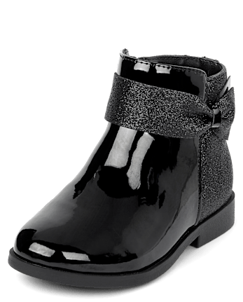 Girls Sparkle Bow Booties - Lil' Leopard