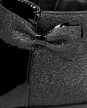 Girls Sparkle Bow Booties - Lil' Leopard