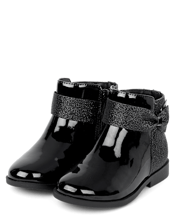 Girls Sparkle Bow Booties - Lil' Leopard