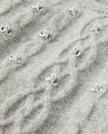 Robe pull en maille torsadée avec perles pour fille - Tiny Dancer