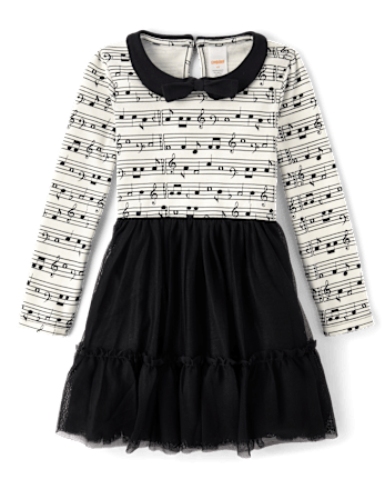 Girls Music Note Fit And Flare Dress - Lil' Leopard