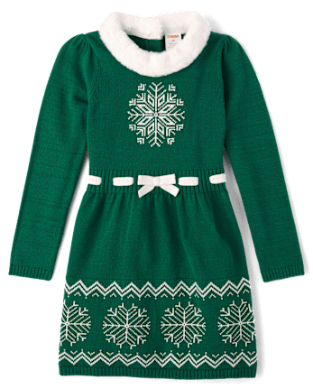 Girls Snowflake Fairisle Sweater Dress - Holiday Express