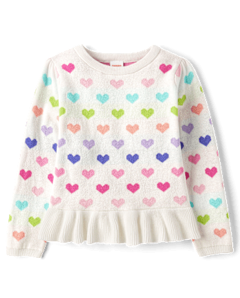 Girls Heart Peplum Sweater - Dino Friends