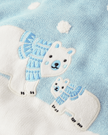 Girls Polar Bear Peplum Sweater Dress - Little Snowflake