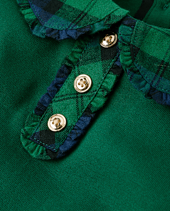Girls Plaid Collar Top - Holiday Express