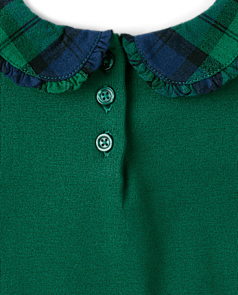 Girls Plaid Collar Top - Holiday Express
