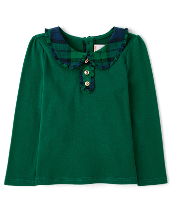 Girls Plaid Collar Top - Holiday Express