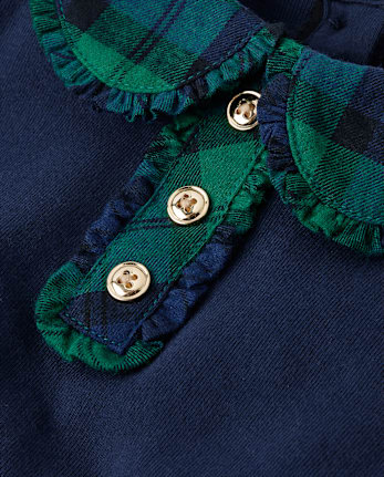 Girls Plaid Collar Top - Holiday Express