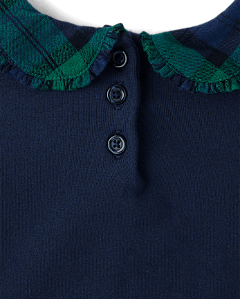 Girls Plaid Collar Top - Holiday Express