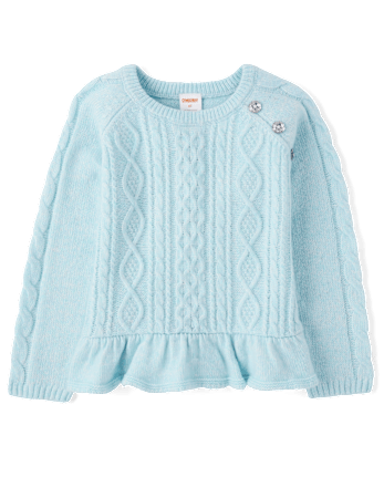 Fille tricot câblé à basque Chandails - Little Snowflake
