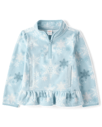 Girls Snowflake Microfleece Half Zip Pullover - Little Essentials