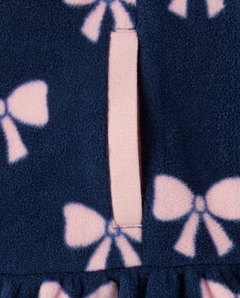 Girls Bow Microfleece Half Zip Pullover - Little Essentials