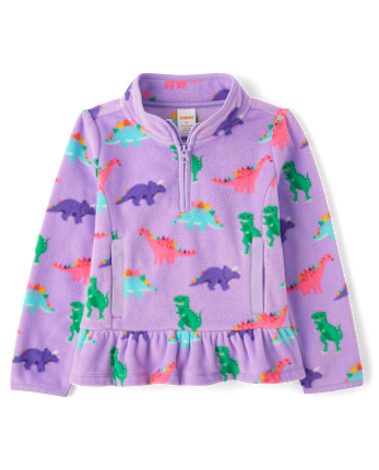 Girls Dino Microfleece Half Zip Pullover - Little Essentials
