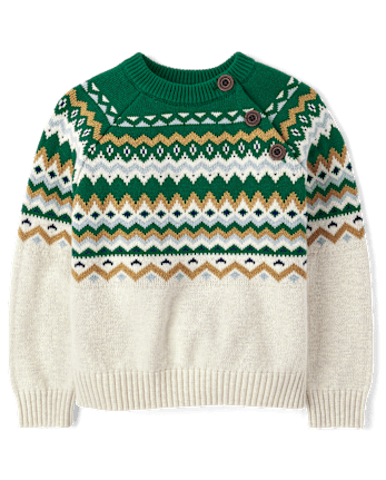 Boys Fairisle Sweater Holiday Express Green