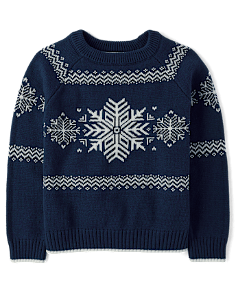 Boys Matching Family Long Sleeve Snowflake Knit Sweater Holiday Express BLUE Gymboree