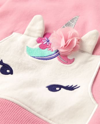Girls Unicorn Fleece Hoodie - Dino Friends