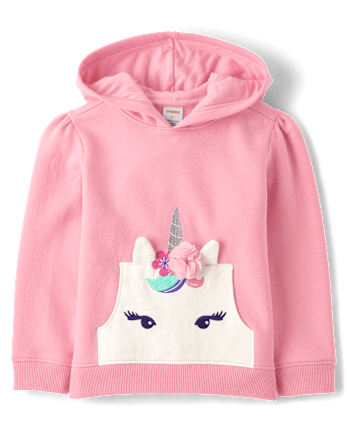 Girls Unicorn Fleece Hoodie - Dino Friends
