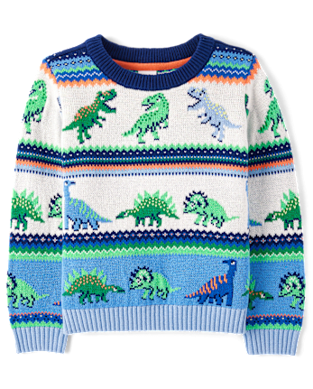 Boys Long Sleeve Dino Fairisle Sweater Dino Friends BLUE Gymboree