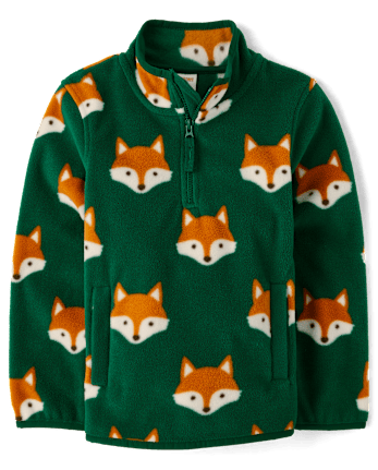 Boys Fox Microfleece Half Zip Pullover - Little Essentials