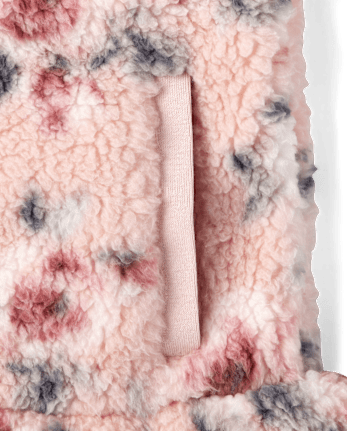 Girls Floral Sherpa Half Zip Pullover - Little Essentials