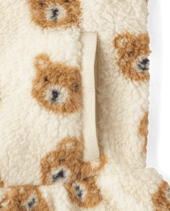 Girls Bear Sherpa Half Zip Pullover - Little Essentials