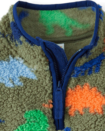 Boys Dino Sherpa Half Zip Pullover - Little Essentials