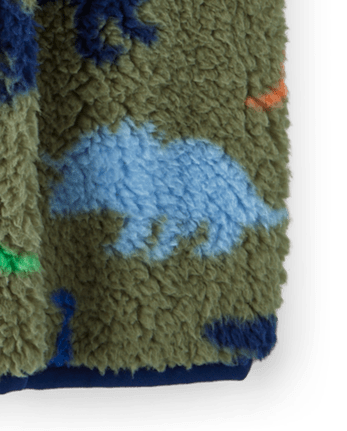 Boys Dino Sherpa Half Zip Pullover - Little Essentials