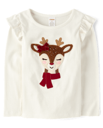 Haut à volants motif renne pour fille - Holiday Express
