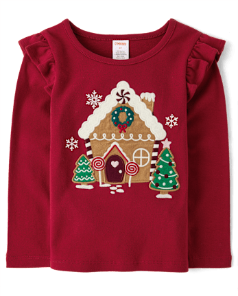 Girls Gingerbread House Ruffle Top - Holiday Express